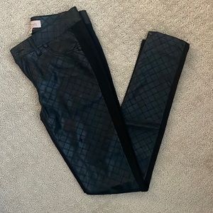 Philosophy Faux Leather Black Skinny Pants with Quilted Stitch Size 2